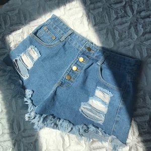 High waisted jean shorts